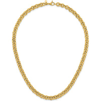 14K Yellow Gold Polished and Textured 7.3mm Cable Chain Necklace - 18" Length by 0