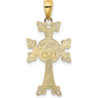 14K Yellow Gold Polished and Textured Armenian Cross Pendant - Solid Construction, 31mm Length, 15mm Width by Oro Pregiato