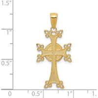 14K Yellow Gold Polished and Textured Armenian Cross Pendant - Solid Construction, 31mm Length, 15mm Width by Oro Pregiato