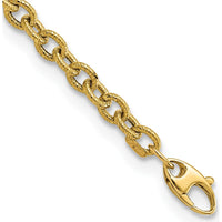14K Yellow Gold Polished and Textured Cable Link Bracelet - 7.5" Length by Oro Pregiato