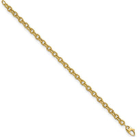 14K Yellow Gold Polished and Textured Cable Link Bracelet - 7.5" Length by Oro Pregiato