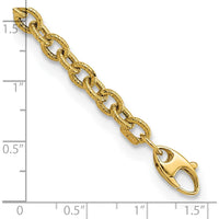 14K Yellow Gold Polished and Textured Cable Link Bracelet - 7.5" Length by Oro Pregiato