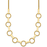 14K Yellow Gold Polished and Textured Circles and Bars 17.5" Fancy Link Necklace by 0