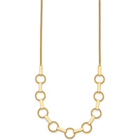 14K Yellow Gold Polished and Textured Circles and Bars 17.5" Fancy Link Necklace by 0