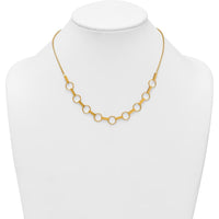 14K Yellow Gold Polished and Textured Circles and Bars 17.5" Fancy Link Necklace by 0