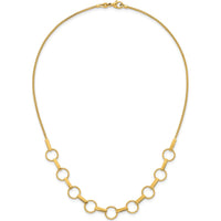 14K Yellow Gold Polished and Textured Circles and Bars 17.5" Fancy Link Necklace by 0