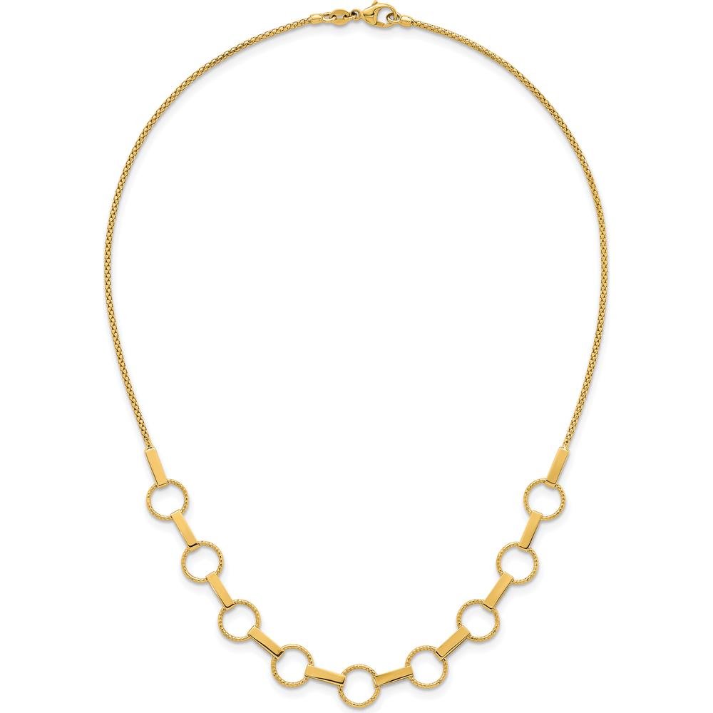 14K Yellow Gold Polished and Textured Circles and Bars 17.5" Fancy Link Necklace by 0