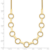 14K Yellow Gold Polished and Textured Circles and Bars 17.5" Fancy Link Necklace by 0