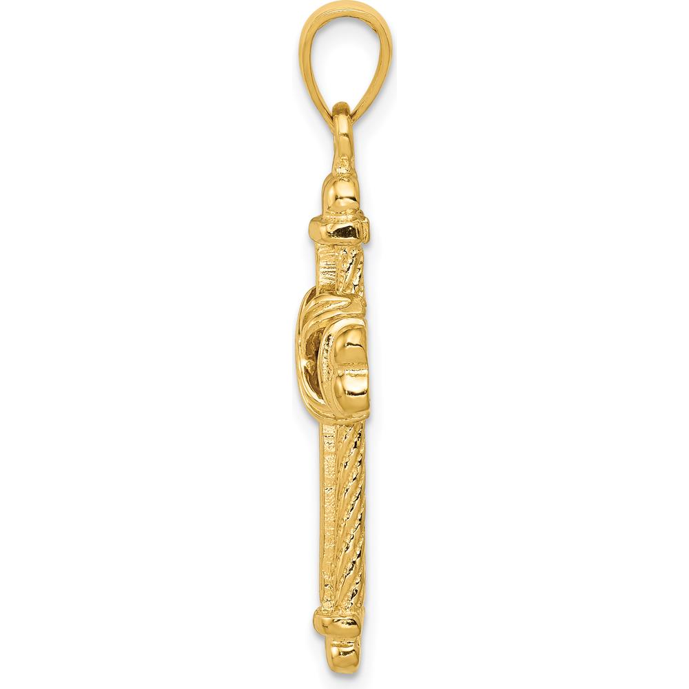 14K Yellow Gold Polished & Textured Cross Pendant - 29.5mm Length, 19mm Width by Oro Pregiato