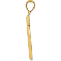 14K Yellow Gold Polished and Textured Cross Pendant - 33mm Length by Oro Pregiato