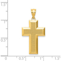 14K Yellow Gold Polished and Textured Cross Pendant - 33mm Length by Oro Pregiato