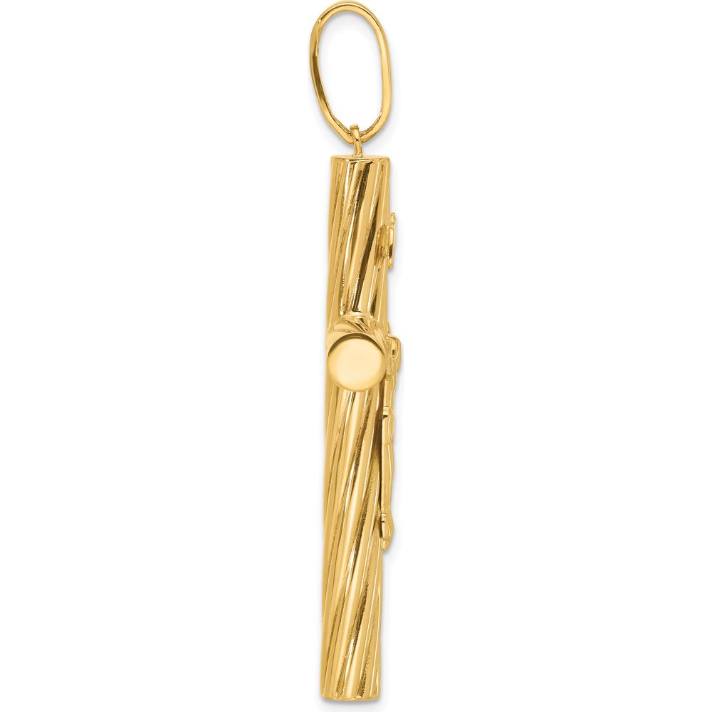 14K Yellow Gold Polished and Textured Crucifix Pendant - 59.3mm Length by Oro Pregiato
