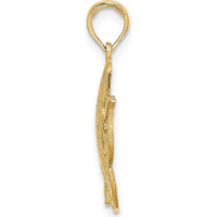14K Yellow Gold Polished and Textured Cut-Out Fish Pendant by Oro Pregiato