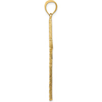 14K Yellow Gold Polished and Textured Diamond-Cut Latin Cross Pendant - Faith-Inspired Charm by Oro Pregiato