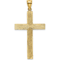 14K Yellow Gold Polished and Textured Diamond-Cut Latin Cross Pendant - Faith-Inspired Charm by Oro Pregiato