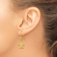 14K Yellow Gold Polished & Textured Diamond-Cut Turtle Drop Earrings by 0