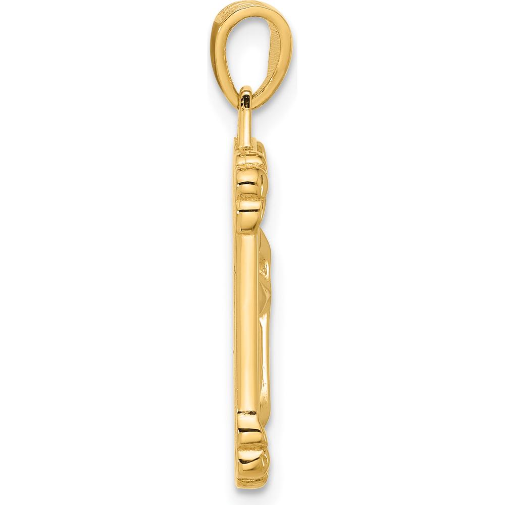 14K Yellow Gold Polished and Textured Dog Tag Cross Pendant by Oro Pregiato