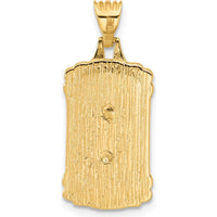 14K Yellow Gold Polished and Textured Dog Tag Cross Pendant by Oro Pregiato