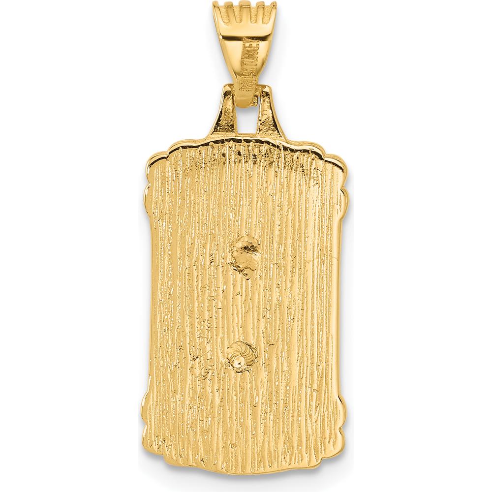 14K Yellow Gold Polished and Textured Dog Tag Cross Pendant by Oro Pregiato