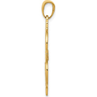 14K Yellow Gold Polished and Textured Dollar Sign Pendant - Solid Cast Design by Oro Pregiato