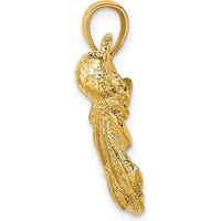14K Yellow Gold Polished and Textured Dolphin and Octopus Pendant by Oro Pregiato