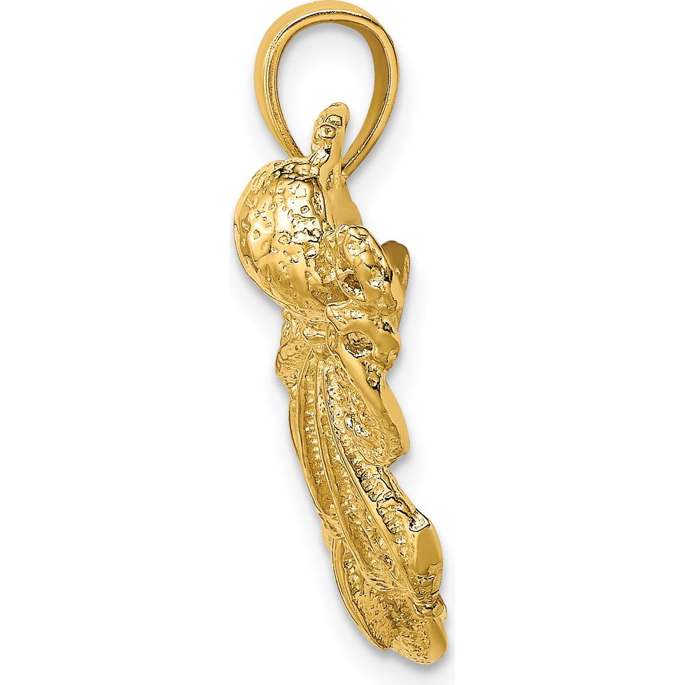 14K Yellow Gold Polished and Textured Dolphin and Octopus Pendant by Oro Pregiato