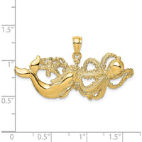 14K Yellow Gold Polished and Textured Dolphin and Octopus Pendant by Oro Pregiato
