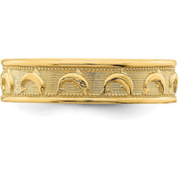 14K Yellow Gold Polished and Textured Dolphin Engraved Thumb Ring - 5mm Width by Oro Pregiato