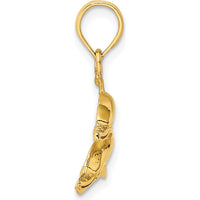 14K Yellow Gold Polished and Textured Double Dolphin Pendant by Oro Pregiato