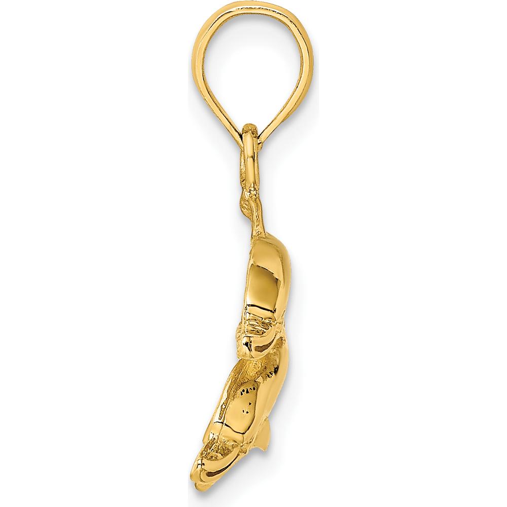 14K Yellow Gold Polished and Textured Double Dolphin Pendant by Oro Pregiato