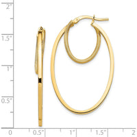 14K Yellow Gold Polished & Textured Double Oval Hoop Earrings - 41.15mm Length by 0