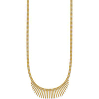 14K Yellow Gold Polished and Textured Double Strand Multi Dangle Necklace - 17" Length by 0