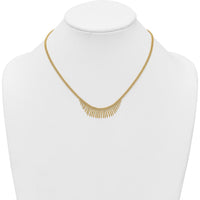 14K Yellow Gold Polished and Textured Double Strand Multi Dangle Necklace - 17" Length by 0