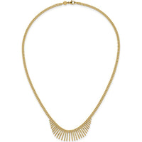 14K Yellow Gold Polished and Textured Double Strand Multi Dangle Necklace - 17" Length by 0