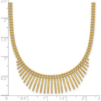 14K Yellow Gold Polished and Textured Double Strand Multi Dangle Necklace - 17" Length by 0