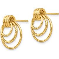 14K Yellow Gold Polished and Textured Drop Earrings - 17mm Length by Oro Pregiato