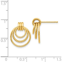 14K Yellow Gold Polished and Textured Drop Earrings - 17mm Length by Oro Pregiato