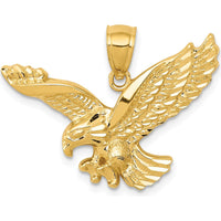 14K Yellow Gold Polished and Textured Eagle Pendant - Solid Casted Design by Oro Pregiato