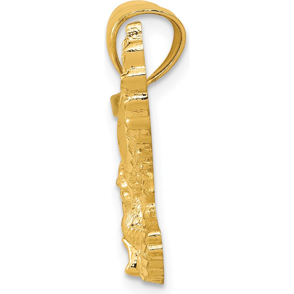 14K Yellow Gold Polished and Textured Eagle Pendant - Solid Casted Design by Oro Pregiato