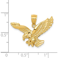 14K Yellow Gold Polished and Textured Eagle Pendant - Solid Casted Design by Oro Pregiato