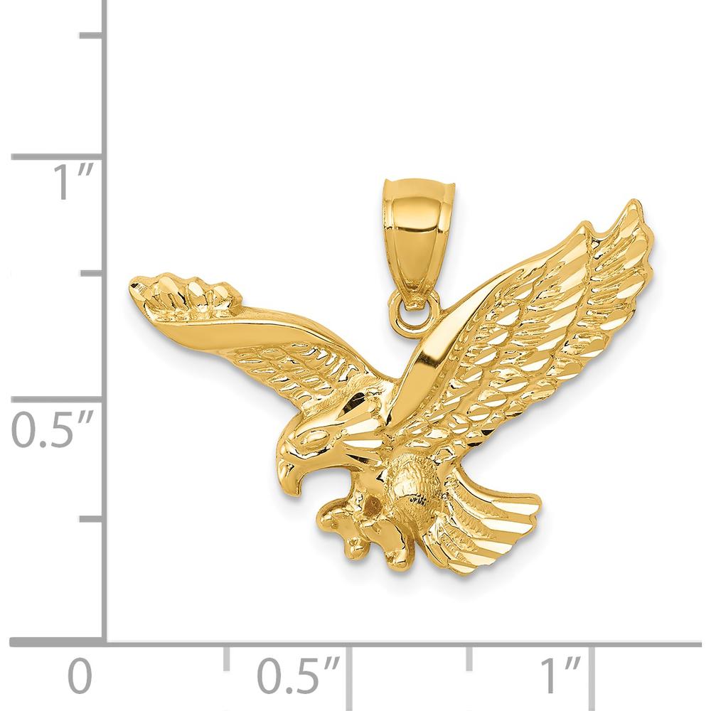 14K Yellow Gold Polished and Textured Eagle Pendant - Solid Casted Design by Oro Pregiato