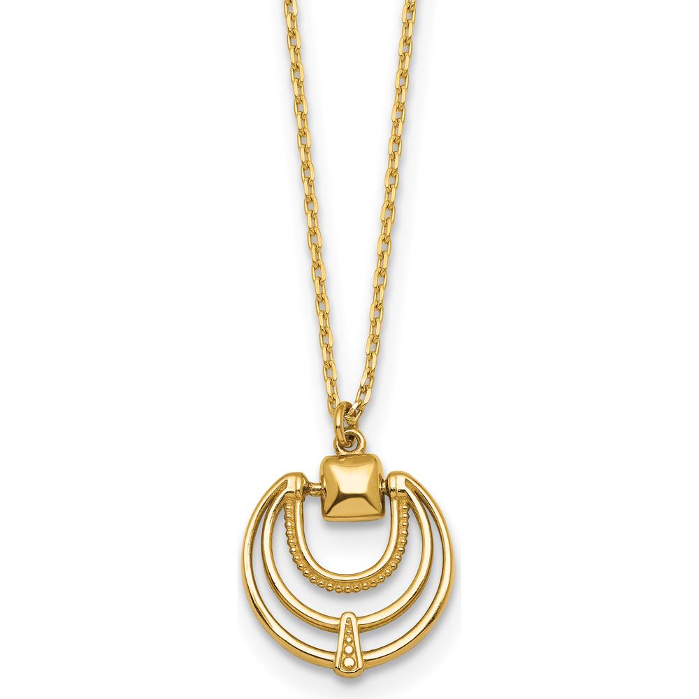14K Yellow Gold Polished and Textured Fancy Circles 17" Necklace by 0