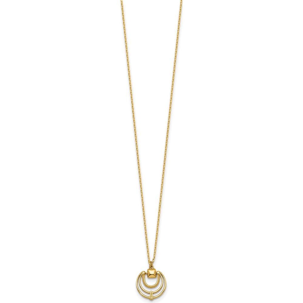 14K Yellow Gold Polished and Textured Fancy Circles 17" Necklace by 0