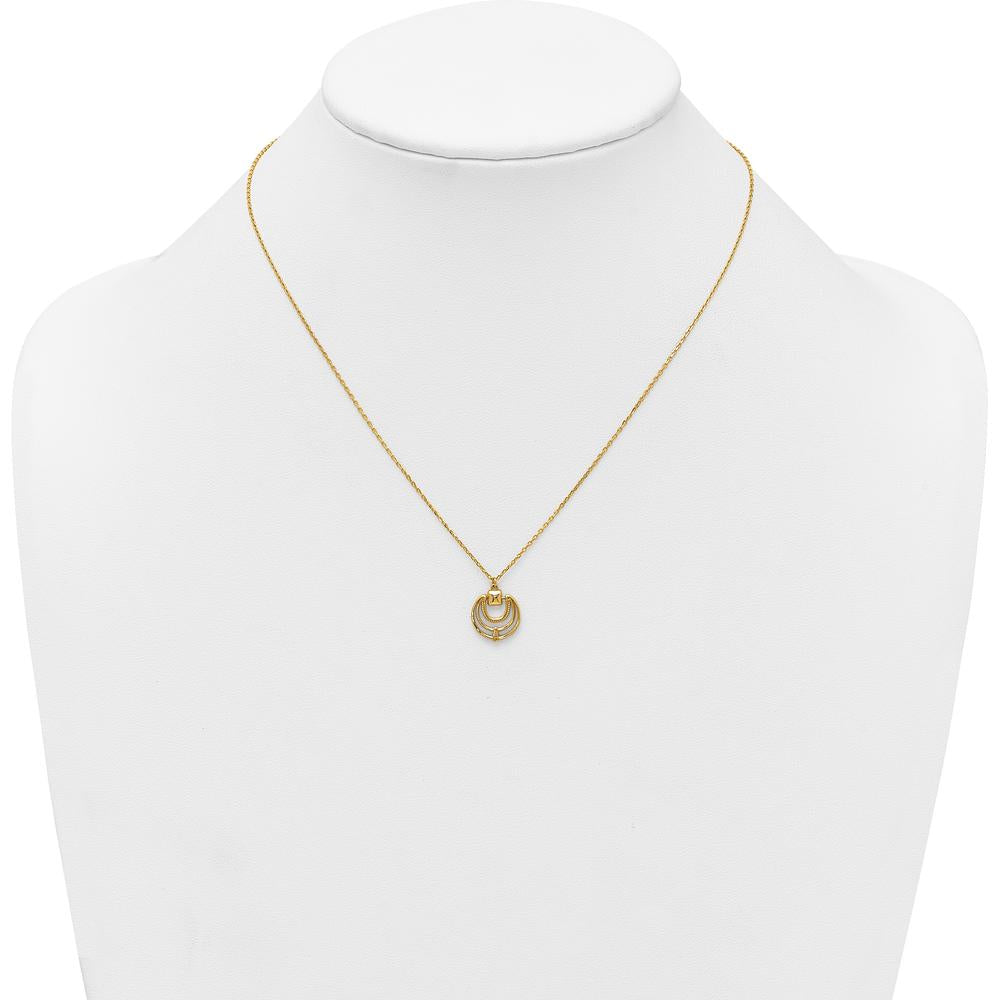 14K Yellow Gold Polished and Textured Fancy Circles 17" Necklace by 0
