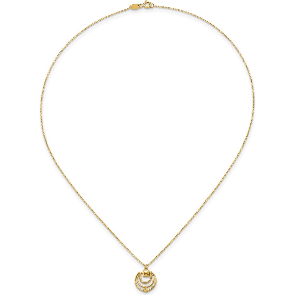 14K Yellow Gold Polished and Textured Fancy Circles 17" Necklace by 0