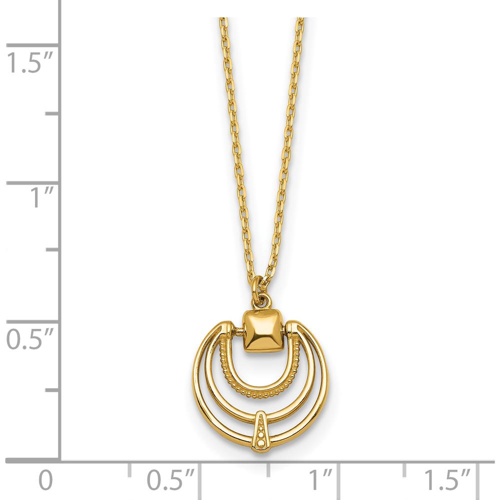 14K Yellow Gold Polished and Textured Fancy Circles 17" Necklace by 0