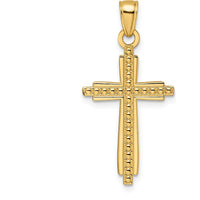 14K Yellow Gold Polished & Textured Fancy Cross Pendant - 33.75mm Total Length by Oro Pregiato