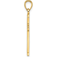 14K Yellow Gold Polished & Textured Fancy Cross Pendant - 33.75mm Total Length by Oro Pregiato