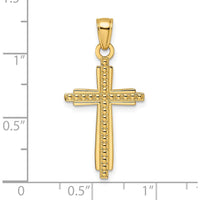 14K Yellow Gold Polished & Textured Fancy Cross Pendant - 33.75mm Total Length by Oro Pregiato