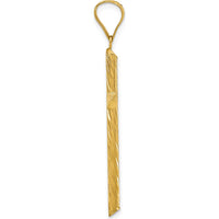 14K Yellow Gold Polished and Textured Fancy Cross Pendant with Beveled Edges - 45.35mm Length by Oro Pregiato